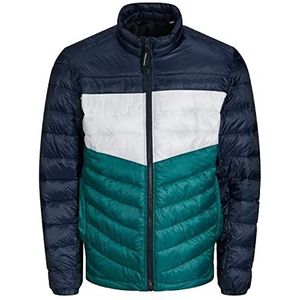 Jack & Jones Lichtgewicht gewatteerde puffer jas kraag lange mouwen warme bovenkleding voor heren, Storm/Detail: BLOKKEREN, L