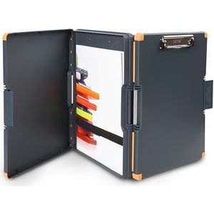Dexas Duo Klembord, dubbelzijdig klemborddesign, draagbare klemborden, 33 x 25,4 cm, grijs/oranje, combineert stijl en functionaliteit, kantoorbenodigdheden voor verpleging, school, werk, handwerk,