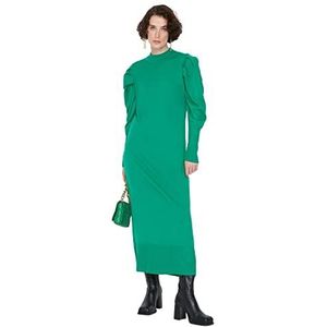 Trendyol Vrouwen Vrouw Bescheiden Regular Standaard Staande Kraag Knitwear Jurk, Groen, XL