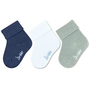 Sterntaler Uniseks babysokken. 3-delige set, effen bamboe-sokken, blauw, normaal, blauw