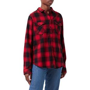 Brandit Amy Flanellen Checkshirt Girl-overhemd, zwart/rood, 4XL