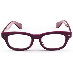 Contacta, Velvet leesbril voor dames, frame met fluwelen effect en glanzende beugels, trendy bril, kleur mauve, dioptrieën + 2,50, verpakking met brillenetui, 30 g