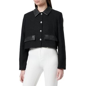 Koton Dames faux Leather Detail Crop Jacket Blazer, zwart (999), 42
