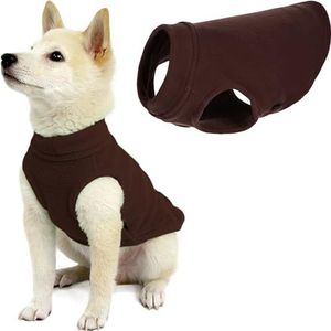 Gooby - Stretch fleece vest, pullover fleece vest jas trui voor honden, bruin, klein