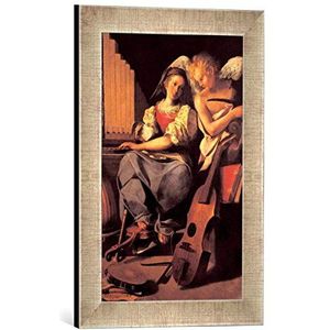 Ingelijste foto van Bartolomeo Schedoni ""Die Heilige Cäcilie"", kunstdruk in hoogwaardige handgemaakte fotolijst, 30x40 cm, zilver raya