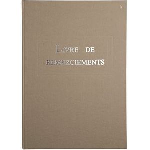 Le Delphin 39154D bedankboek met buiten- en achterkant van zeildoek, formaat A4, 29,7 x 21 cm, zilverkleurige letterletters, 96 witte pagina's, bruin
