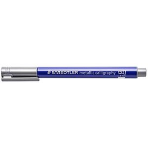 STAEDTLER Metallic calligrafie-marker met kalligrafie-punt, lijnbreedte 2,8 mm, dekkend op licht en donker papier, gemakkelijk afwasbaar van gladde oppervlakken, 10 pennen, zilver, 8325-81