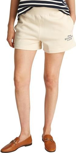 TOMMY HILFIGER Dames REG Hilfiger Sweatshort WW0WW45518, Beige (Calico), XXS