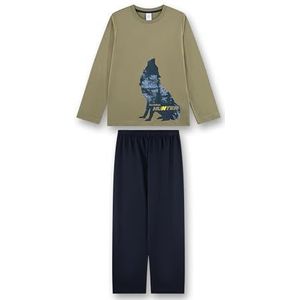Sanetta - Pyjama - Groen - Katoen - Jongens - Lange Mouwen - Wolf-motief
