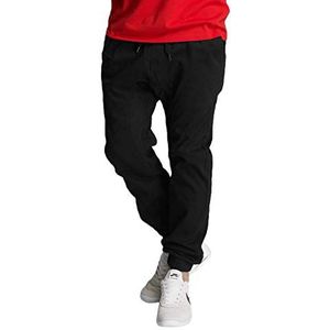 Southpole Heren Basic Stretch Twill Jogger Broek Casual, Zwart, XL