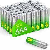 GP batterijen AAA (micro, LR03) 1,5 V, 40 stuks voorraadpak, Super Alkaline LongLife technologie, 40 stuks voorraadverpakking