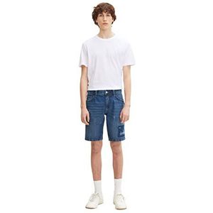 TOM TAILOR Denim Uomini Jeans bermuda shorts 1031120, 10123 - Destroyed Mid Stone Blue Denim, XS