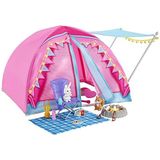 Barbie It Takes Two Campingspeelset met tent, 2 Barbie poppen en 20 onderdelen, waaronder dieren, telescoop en accessoires, speelgoed voor kinderen vanaf 3 jaar, HGC18