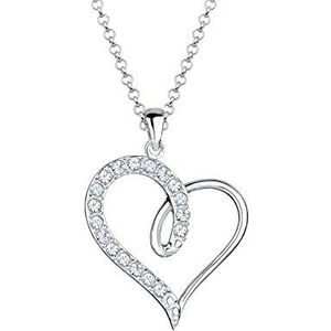 Elli Halsketting Dames Hart Uitgesneden Hanger Symbool Liefde Elegant met Kristallen in 925 Sterling Zilver