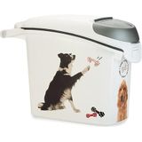 CURVER Voederbak voor honden, 6 kg/15 l, luchtdichte opslag tegen geuren voor hondenvoer, met draaggreep, wit