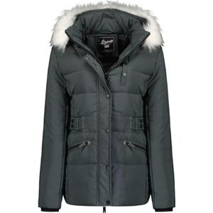 Geographical Norway Chester Lady Lange parka voor dames, dik, warm, herfst, winter, dunne jas, capuchon, imitatiebont, winddichte jas, elegant donsjack voor dames (donkergrijs, M), Donkergrijs, M