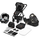 LIONELO Amber Combi kinderwagen set 3in1 voor kinderen vanaf de geboorte tot 22kg Reiswieg autostoel en wandelwagen met ligpositie Voorwaarts of achterwaarts 5punts gordel Matras Vol verstelling