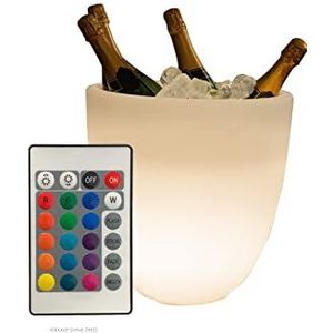 8 seizoenen design Shining Curvy Cooler LED flessenkoeler Ø 39 cm, (wit), met kleurwisselaar (15 kleuren), XL champagne + wijnkoeler voor 4-5 grote flessen, drankenkoeler, voor feest + bruiloft