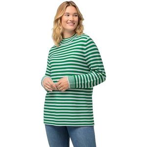 Ulla Popken Womenswear Plus Size Curvy Gestreepte Coltrui Lange Mouw Trui 826454, Emerald Groen, 12-14