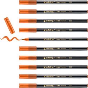 edding 1340 brush pen - oranje - 10 stiften - flexibele penseelpunt - viltstift voor schilderen, schrijven en tekenen - dagboeken, handlettering, mandala, kalligrafie