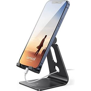 WANNAGL Lamicall Standaard verstelbare, mobiele telefoonhouder - multi-hoek mobiele telefoonhouder, houder voor iPhone, SE, Samsung S10 S9, smartphone, zilver