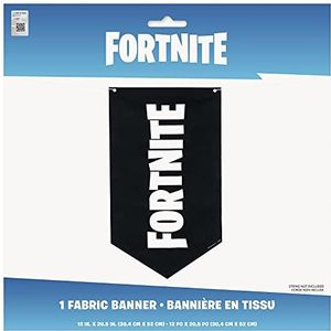 Unique 24973 wimpelbanner van stof 52 cm x 30 cm Fortnite Party, zwart