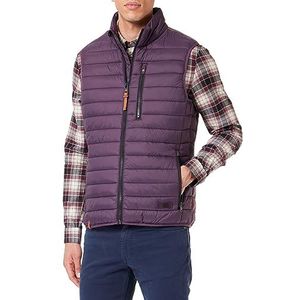 camel active Gewatteerd vest voor heren, zonder capuchon, licht gewatteerd vest met steekzakken, lila, 48
