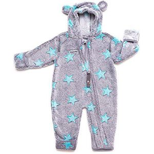 HOPPEDIZ Fleece overall voor baby en peuters, grijs-turquoise, 68-74