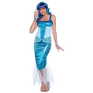 Folat 64036 zeemeermin jurk vrouw S/M, dames, blauw,