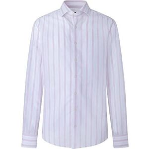 HACKETT LONDON Mens ETAMINE STRIPE Shirt, 8AGWHITE/PINK, Medium