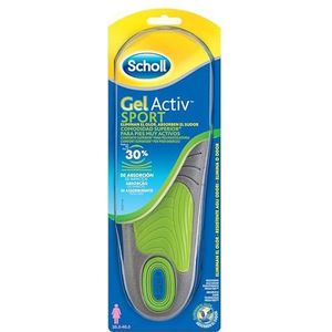 Scholl GelActiv Sport Gel-inlegzolen voor dames, voor sport, hardlopen en alle soorten sport, superieur comfort, verpakking van 2, maat 35,5-40,5
