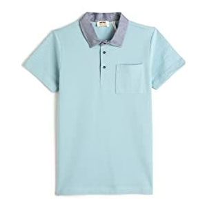 Koton Boys Polo Neck T-shirt met korte mouwen, één zakdetail, katoen, blauw (640), 5-6 Jaar
