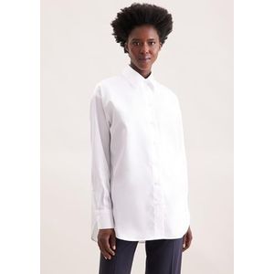 Seidensticker Oversized damesblouse - oversized fit - effen kleuren - lange mouwen - oversized blouse - 100% katoen, wit, 36
