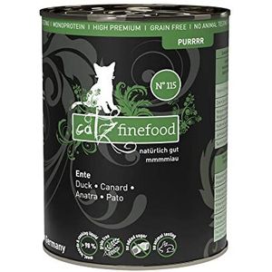 catz finefood Purrrr Eend Monoprotein kattenvoer nat N° 115, voor voedende katten, 70% vleesgehalte, 6 x 400 g blik