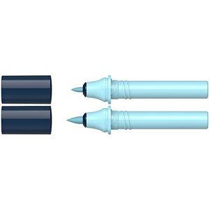 Schneider 040 Paint-It Twinmarker patronen (brush tip & 1,0 mm ronde punt, kleurintensieve inkt op waterbasis, voor gebruik op papier, 95% gerecyclede kunststof) aqua blue 027