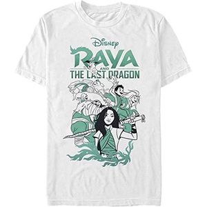Pixar Unisex The Last Dragon-Raya Action Organic T-shirt met korte mouwen, wit, M, wit, M