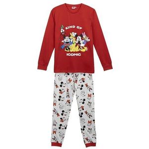 CERDÁ LIFE'S LITTLE MOMENTS Lange single-jersey, exclusief design, comfortabel en zacht, Mickey Mouse, pyjama voor volwassenen, uniseks, Rood, XL