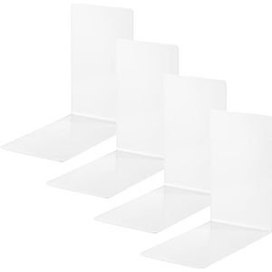 Alco Albert 4301-10-4 - Boekensteunen van metaal, 4 stuks, wit, 14 x 14 x 8,5 cm, voor school, kantoor en thuis