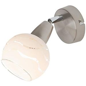 Briloner Leuchten 2046-012, wandlamp, wandlamp met draai- en draaibare spot, elegante glazen opdruk, fitting E14 max. 40 watt, metaal, mat nikkel, 8 x 8 x 10,5 cm