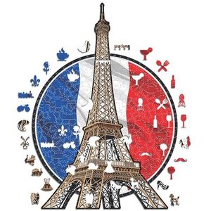 Iconic Puzzles, Tour Eiffel, 100% eco-duurzame houten puzzel, maat S, 150 stukjes