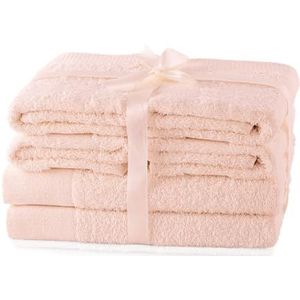 AmeliaHome Amari handdoekenset, lichtroze, 4 handdoeken, 50 x 100 cm en 2 douchehanddoeken, 70 x 140 cm, 100% katoen, kwaliteit absorberend, roze