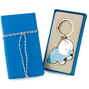 Mopec- MA887.3 Sleutelhanger Baby Pit kat met geschenkdoos, blauw versierd, meerkleurig
