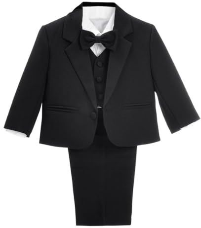 Lito Angels Kostuums & Blazers Tuxedo Smoking Pak Set van 5 Stuks Bruiloft Feest Formele Kleding Outfit voor Baby Jongens Maat 86 (Leeftijd 12-18 Maanden) Zwart