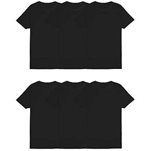 Fruit of the Loom Eversoft Cotton Stay Tucked Crew T-shirt voor heren, Classic Fit - Zwart - 6 Pack, XL