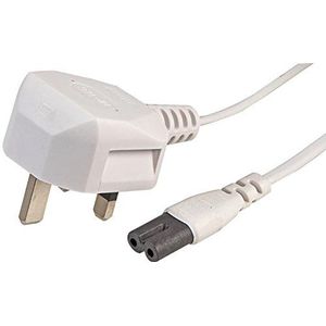 Pro Elec PEL00422 UK Plug to IEC C7 Figuur 8 Power Lead, 1 m, Wit