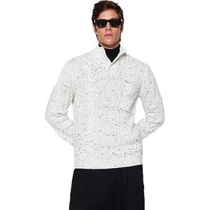 Trendyol Heren haarvlecht lange mouwen regular sweater, ecru, XL