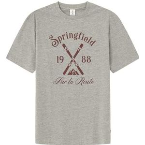 SPRINGFIELD T-shirt met ski-afbeelding voor heren, Grijs Melange, XS