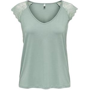 ONLY Onlpetra S/S Lace Mix Top Cs JRS T-shirt voor dames, Groen, S