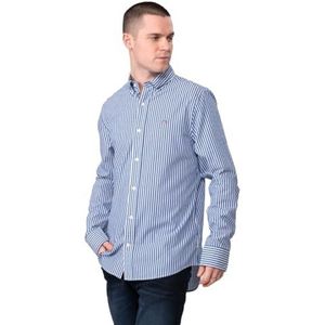 GANT Heren Slim POPLIN Stripe Shirt Klassiek hemd, College Blue, Standaard, College Blue., L