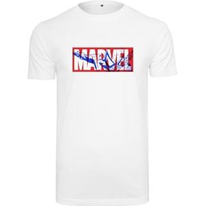 Merchcode Marvel Spiderman Logo Tee T-shirt voor heren, bedrukt T-shirt met Marvel-logo, katoen, regular fit, wit, XL